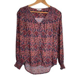 BeachLunchLounge Abstract Print Flowy Long Sleeve Blouse Small